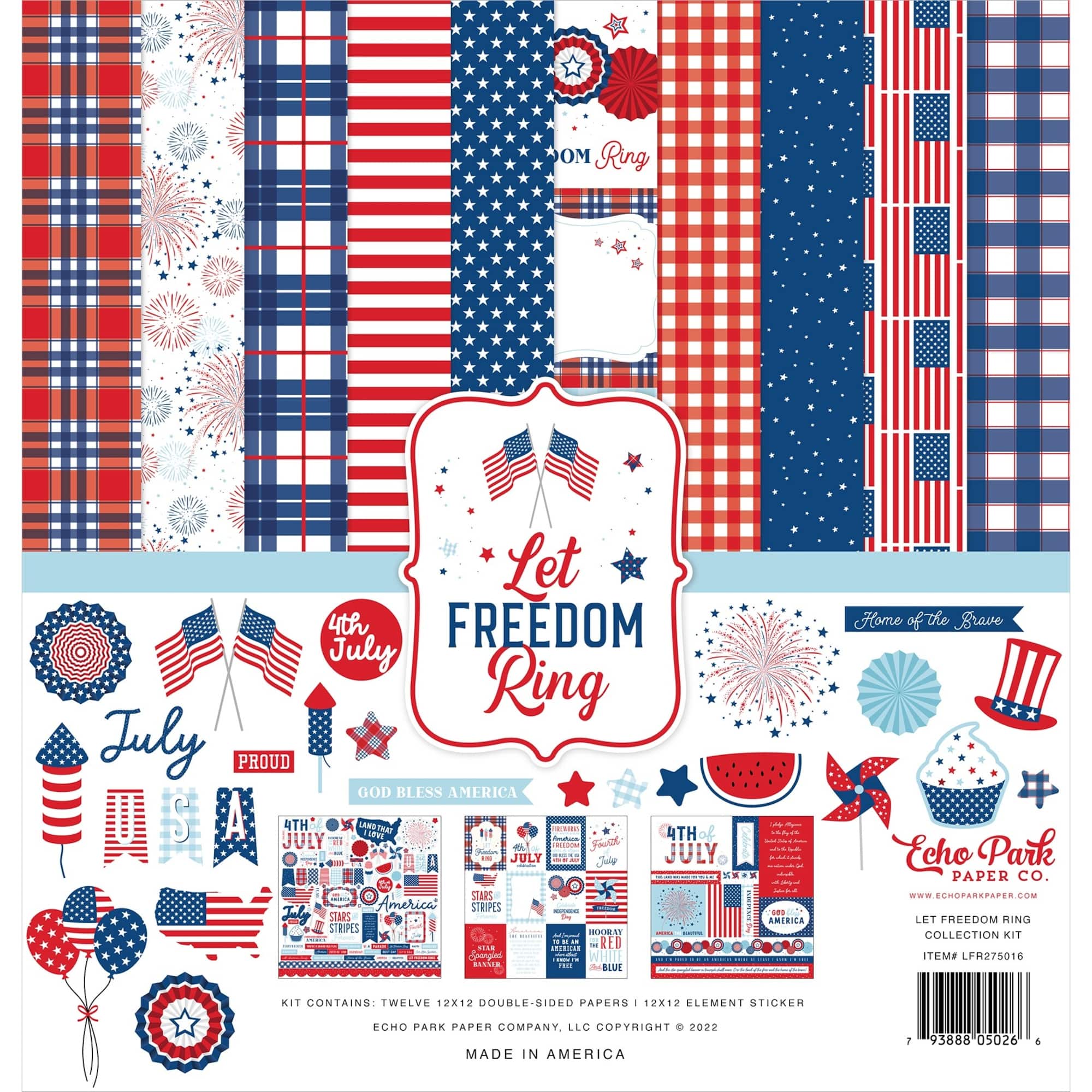 Echo Park™ Paper Co. Let Freedom Ring Paper Craft Collection Kit, 12" x 12"